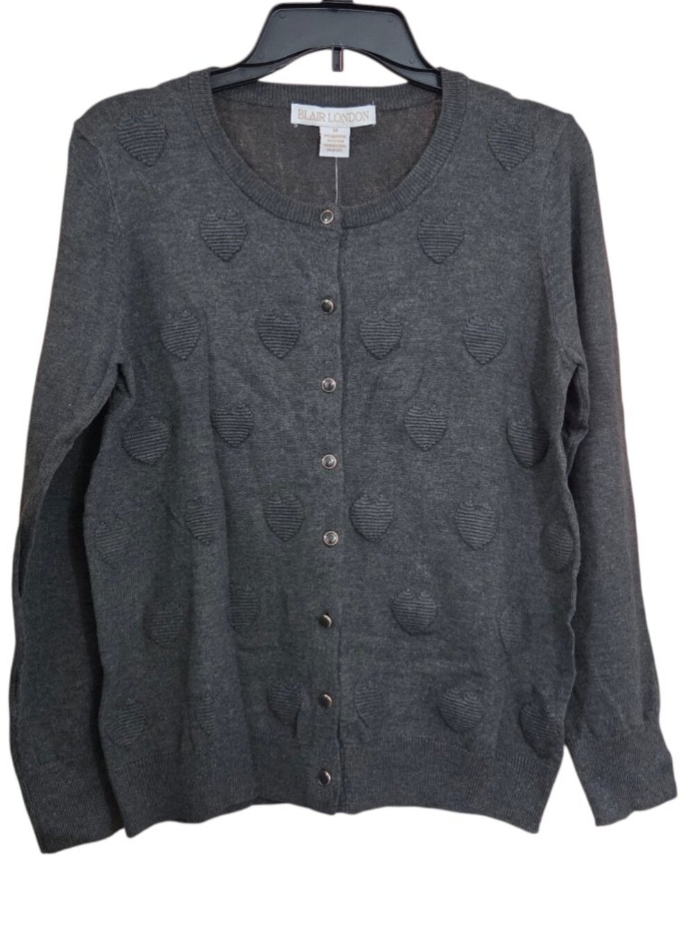 Blair London Dark Gray Button Up Heart Cardigan Size M
